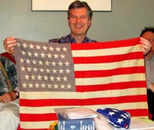 This 46-star (1908-12) U.S. flag one belonged to John Hood's mother; it has been entrusted to PFA for use in educational presentations.