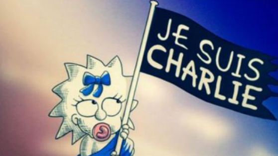 The Simpsons' tribute to victims of the Charlie Hebdo massacre, inserted into a rerun before the last commercial break.