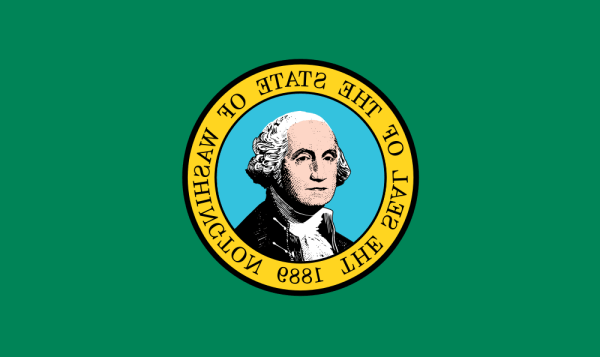 Back (reverse) of the Washington flag if printed on fabric.