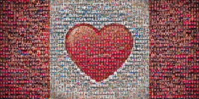 Tim Van Horn took 2010 portraits of Canadians between 10/08 and 1/10, and created this Canadian Heart Flag mosaic.