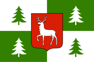 Town flag of Borjomi, Georgia. Source: Wikipedia.