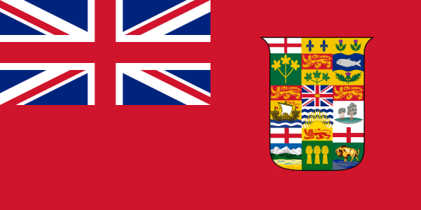 Canadian red ensign showing the seals of nine provinces, 1907 - 1924 (unofficial).