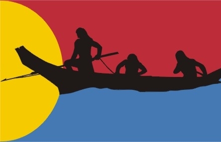 Flag of the Confederated Tribes of Clatsop-Nehalem.  Adopted August 2003. Designed by Mark Scovell.