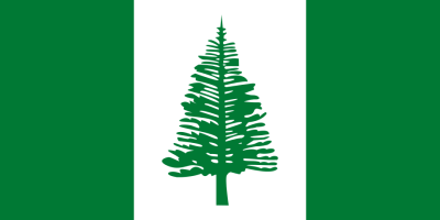 The flag of the Australian territory of Norfolk Island, adopted in 1980. The tree is, appropriately enough, a Norfolk Island Pine (Araucaria heterophylla), endemic to the island.