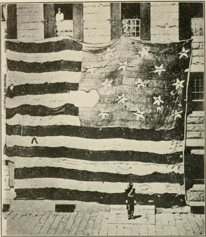 The first known photograph of the Ft. McHenry flag, taken by Preble in 1873 at the Boston Navy Yard.
