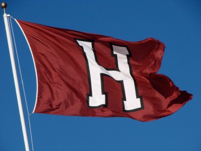 Harvard's H also works well for the same reasons as McDonald's (though it is far less distinctive).  Letters A, H, I, M, O, T, U, V, and W all exhibit vertical-axis symmetry.