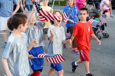 Flag Day passes unnoticed in much of the country. But Quincy, Massachusetts has been holding a Flag Day Parade annually since 1952.   Photo by Robert Bosworth, Quincy Sun, 6/14/2014.