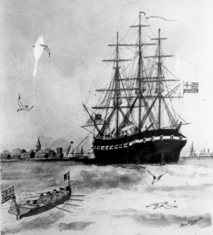 The USS Alfred.  Painting by Harry W. Carpenter (1920).