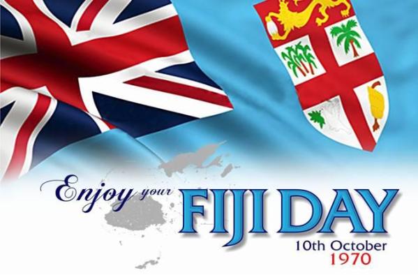 An ad for Fiji Day showing the existing flag.  A new flag is expected by Fiji Day 2015.