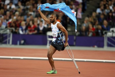Iliesa Delana, after winning a Gold Medal for Fiji in high jump at the 2012 Paralympics