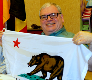 Dennis Stevens celebrates his native California with a gift from Patrick Genna.