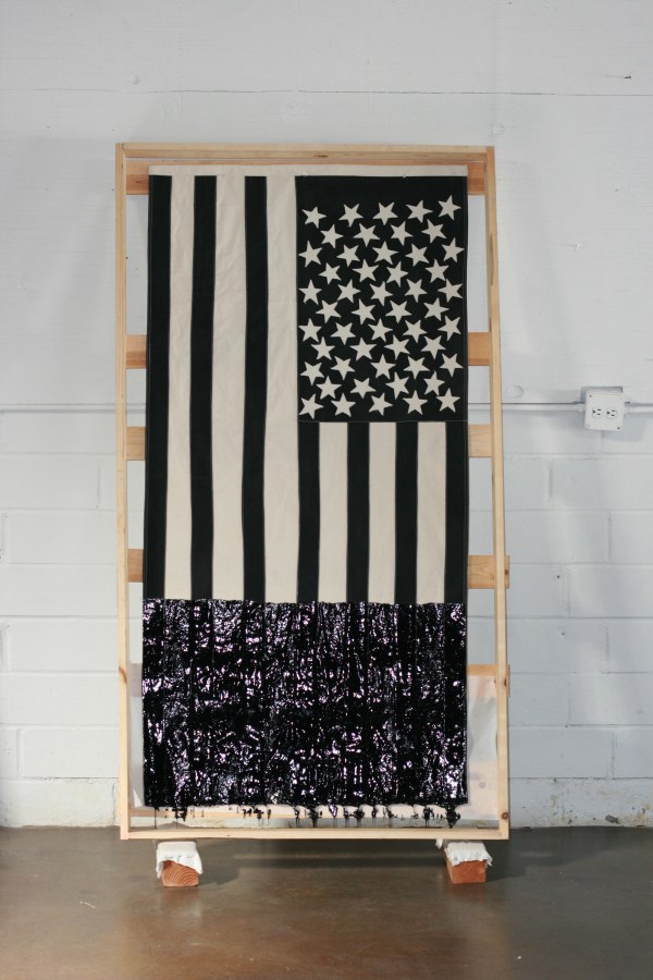 Black and White Tar flag, 2013. 33"/66" canvas, acrylic paint, tar.
