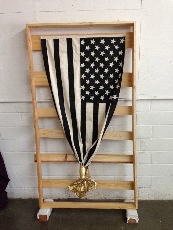 Flag (Golden Knot), 2013. 64"/31.5" acrylic paint, oil paint, polyester resin, canvas.