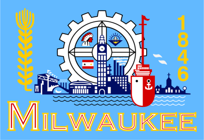 The city flag of Milwaukee, Wisconsin, designed by former alderman Fred Steffan in 1955 based on submissions to a design contest.
