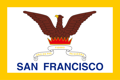The flag of the city and county of San Francisco, designed by John M. Gamble in 1900, adopted 1940, it refers to the rebuilding of the city after fires in the 1850s.