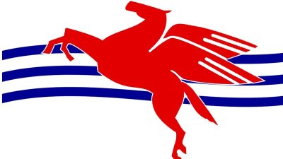 The design currently being petitioned for. "The Pegasus represents the proud entrepreneurial spirit of the city, and the three blue lines represent the Trinity River and Watershed that shapes the past, present, and future of the city."